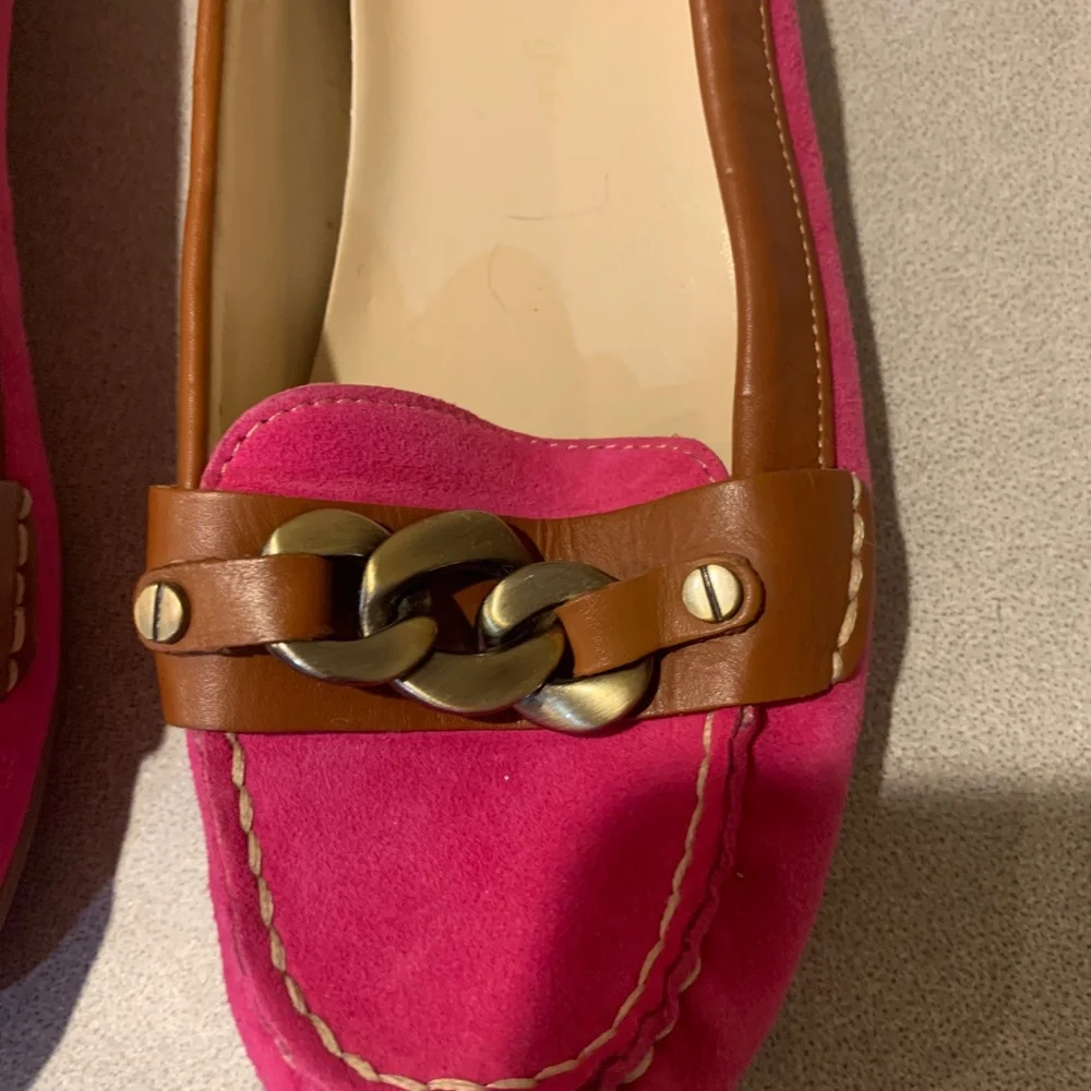 Anne Klein Pink Suede Leather Loafers sz 8.5 M